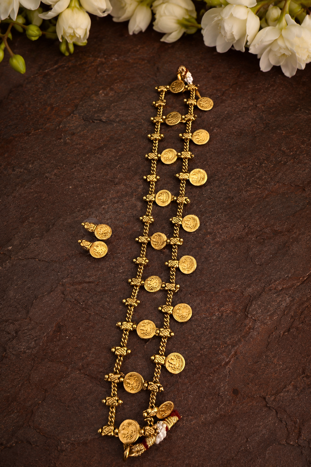 Temple Coin Choker Necklace & Earrings Set – temple imitation jewellery by Visvarupa Jewellery