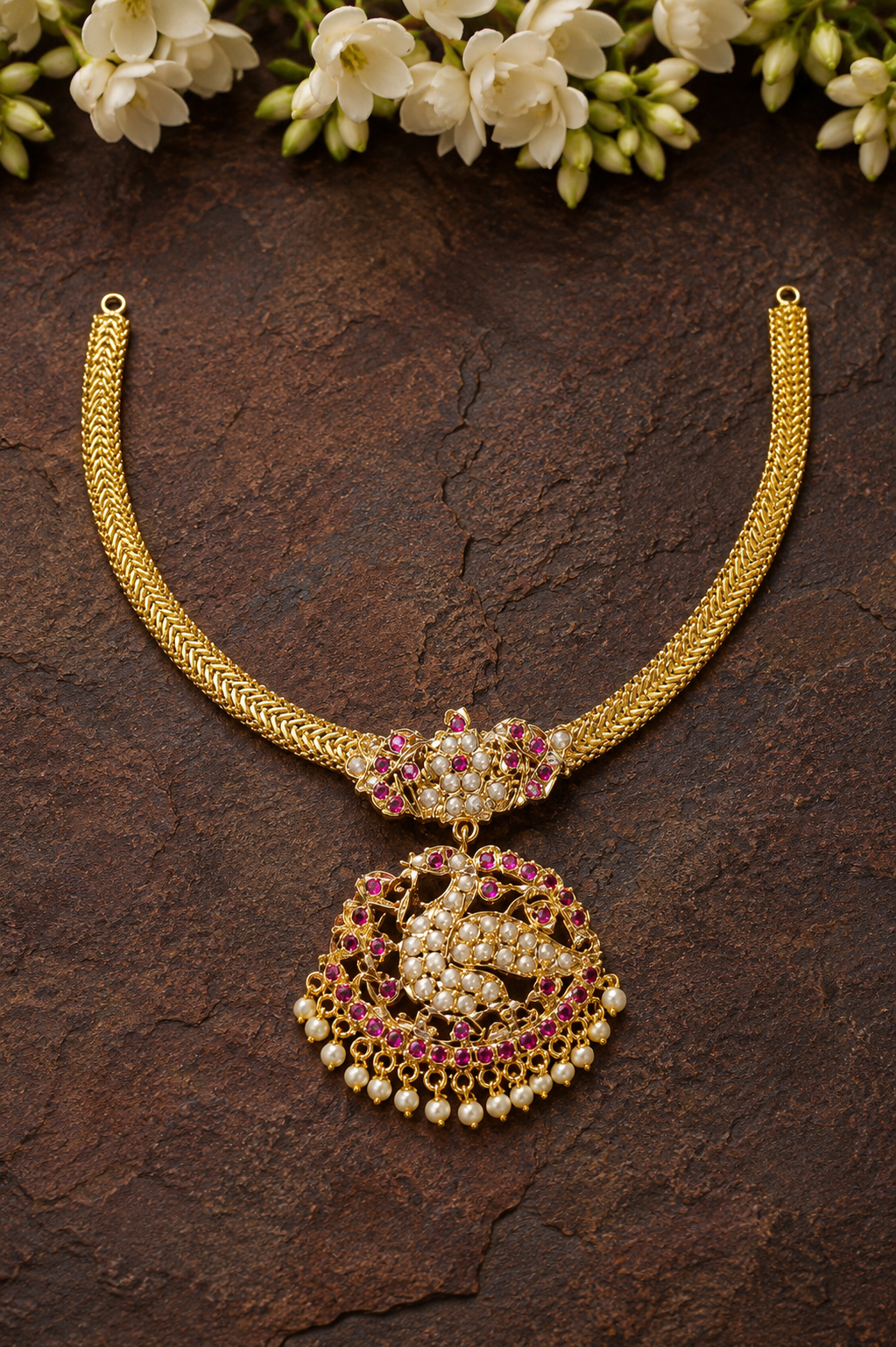 Kemp Pearl Mayil Pendant Short Necklace