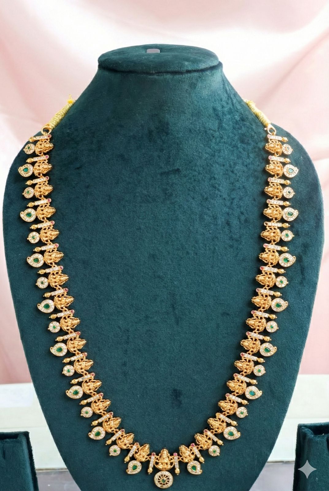 Temple Finish AD Necklace Haram(Without Earrings)