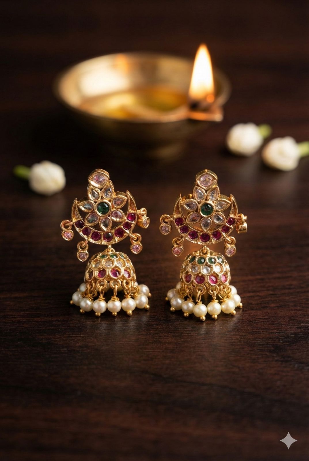 Crescent Kemp Pearl Jhumka