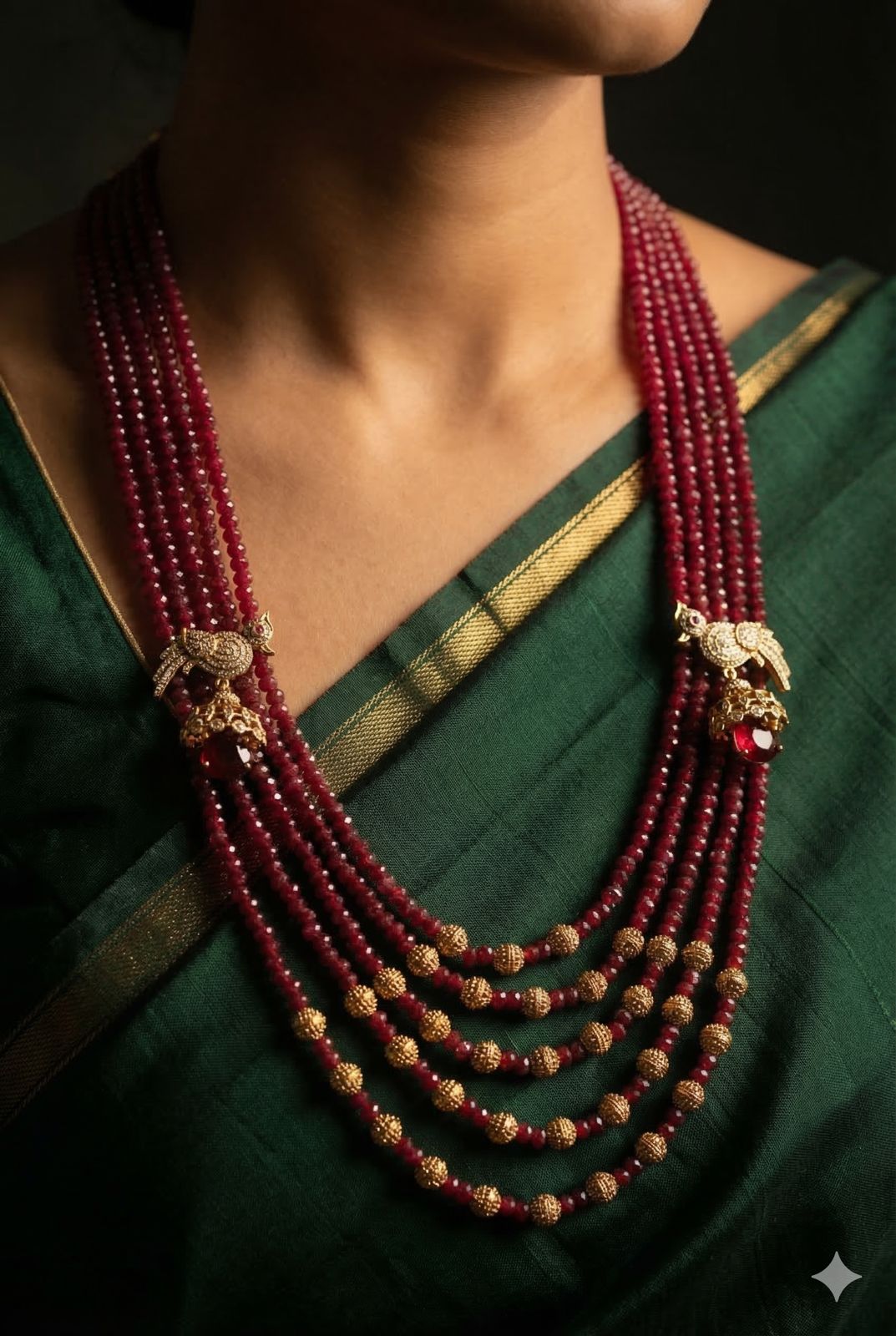Maharaja Crimson Aviary Multi-Layered Statement Necklace