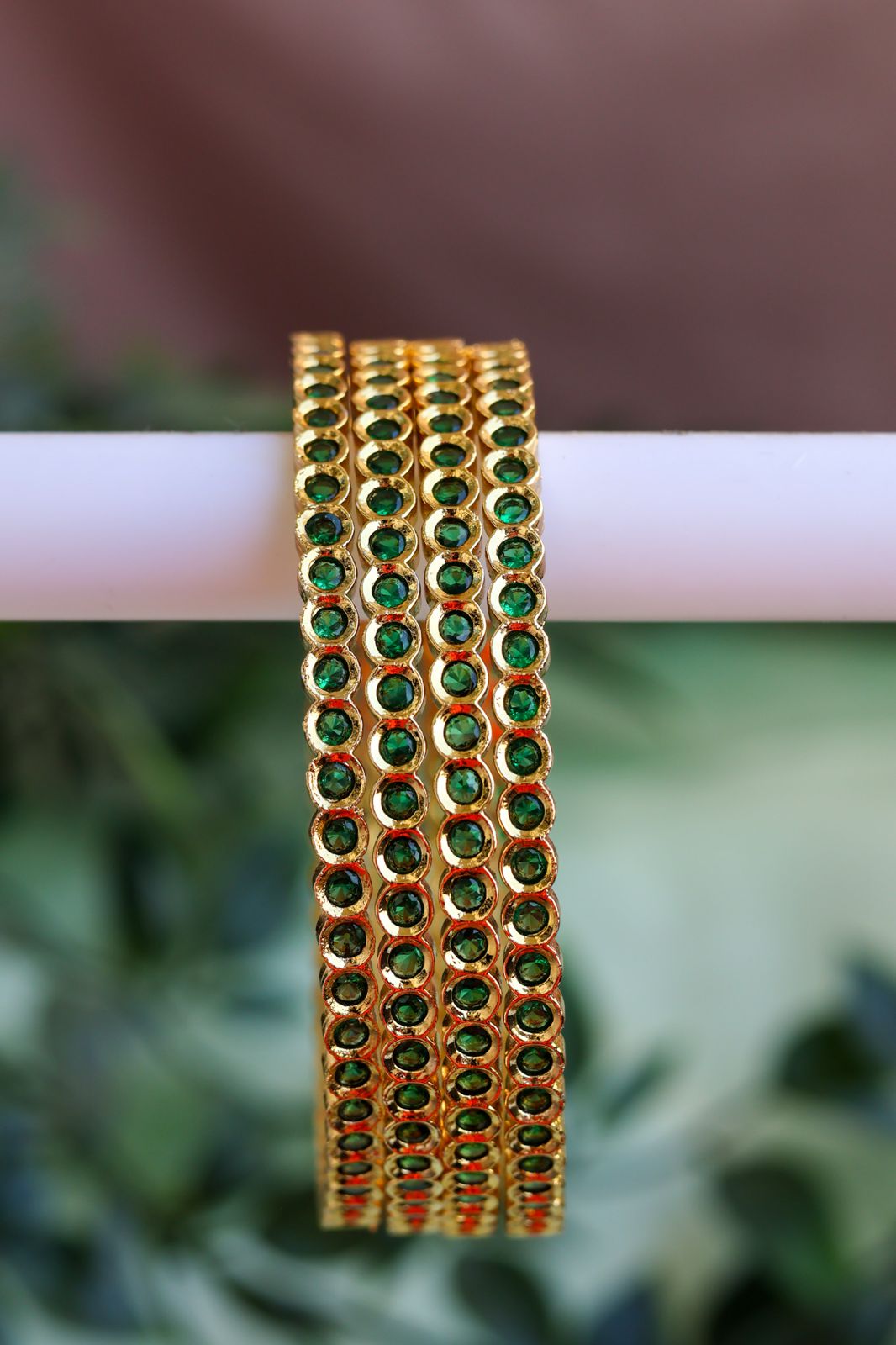 Visvarupa green line bangles(set of 4)