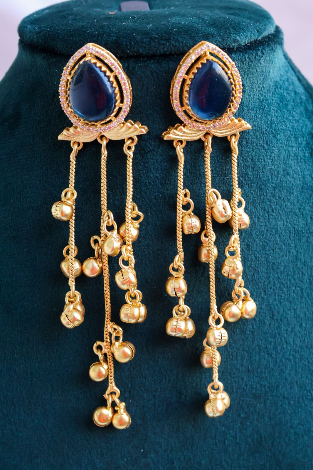 Kashmiri Blue stone Dangler Earrings
