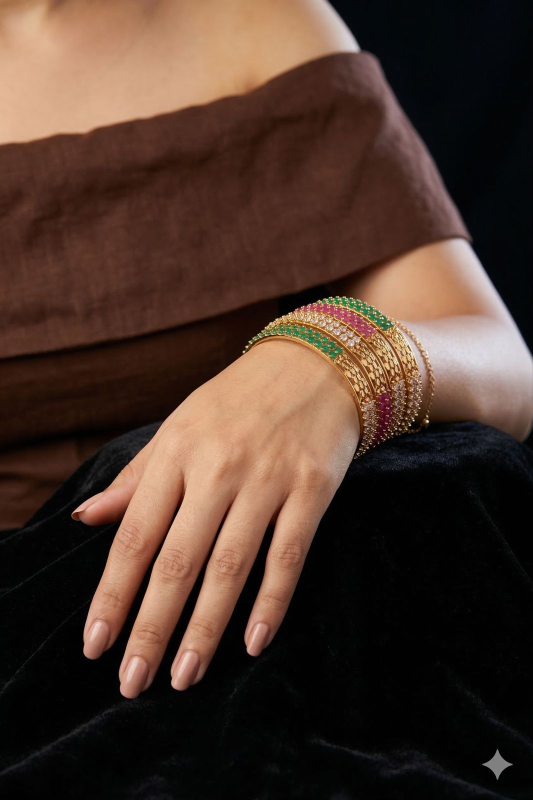 Rajwadi Tricolor bangle set(Set of 2)