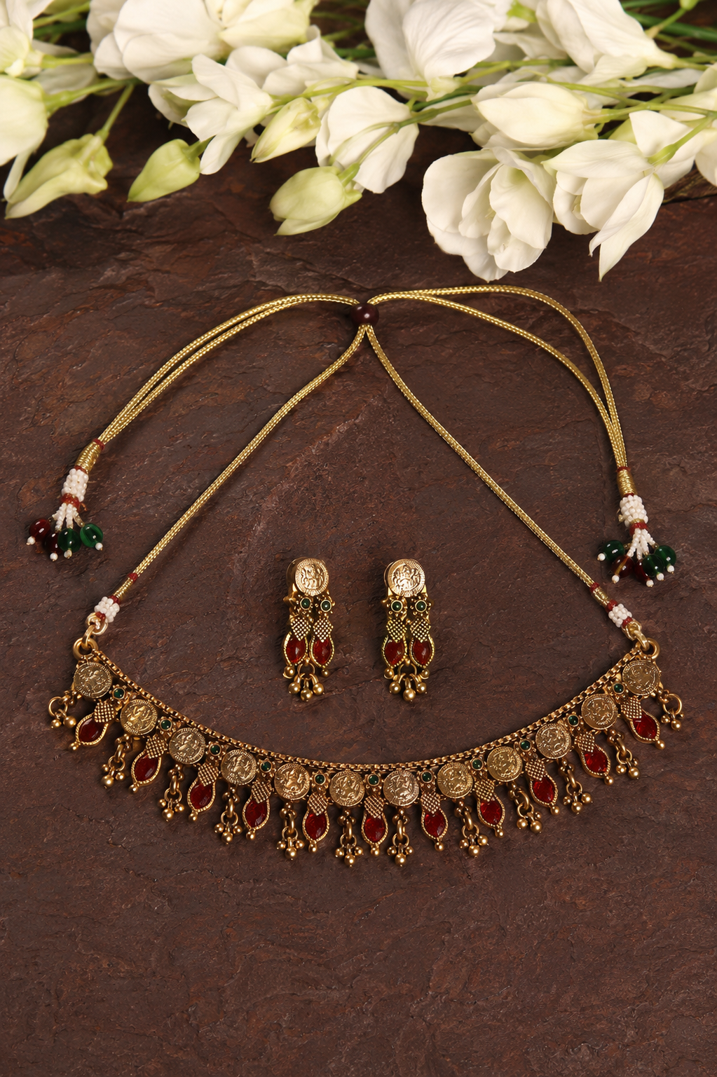 Lakshmi Coin Kemp Choker & Earring Set