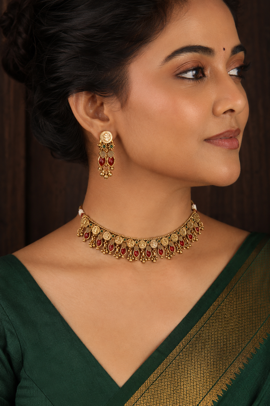 Lakshmi Coin Kemp Choker & Earring Set