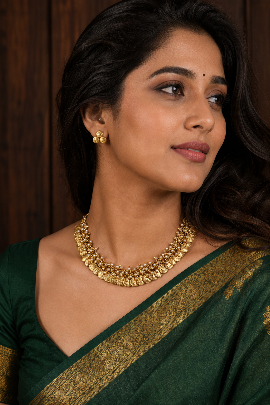 Royal Coin Cluster Choker with Pearl Strings