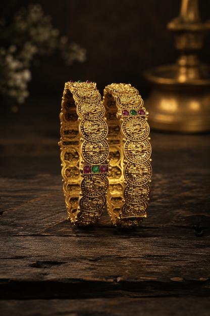Royal Temple Coin Bangle Pair
