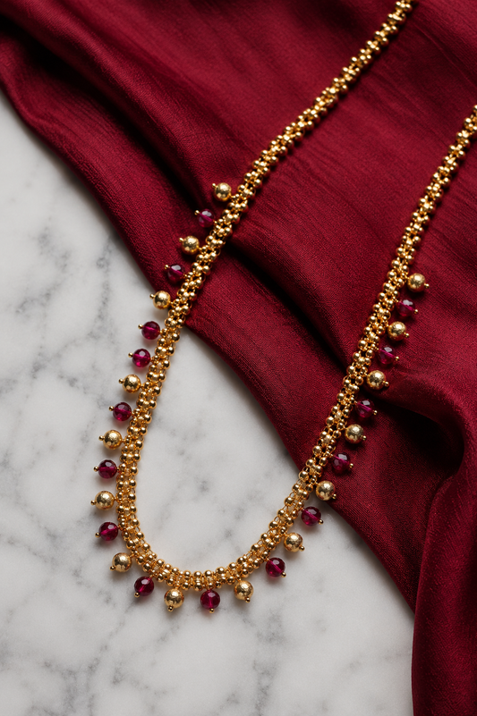 Gold Drop Necklace – imitation jewellery by Visvarupa Jewellery