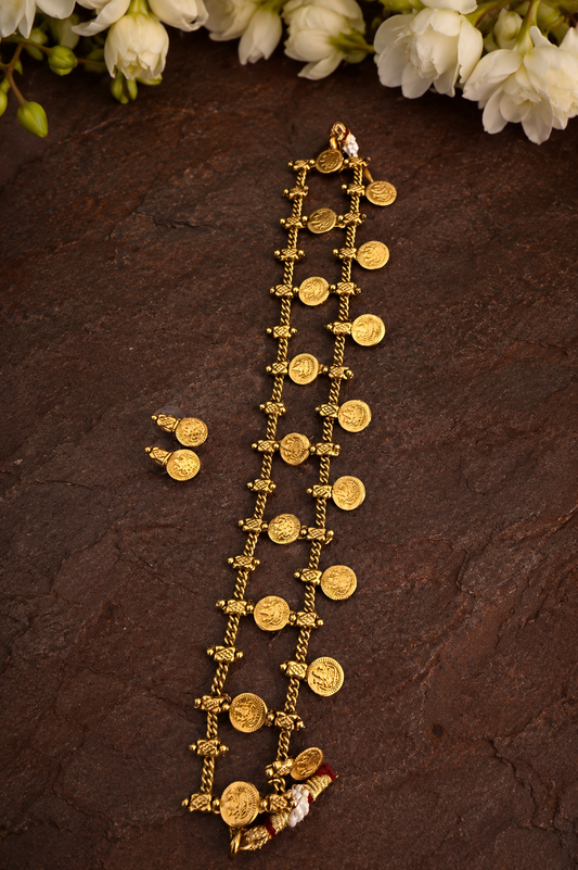 Temple Coin Choker Necklace & Earrings Set – temple imitation jewellery by Visvarupa Jewellery