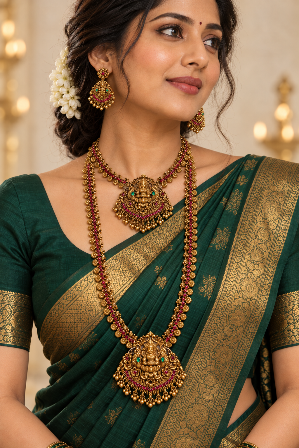 Mahalakshmi Ruby Bridal Necklace Set