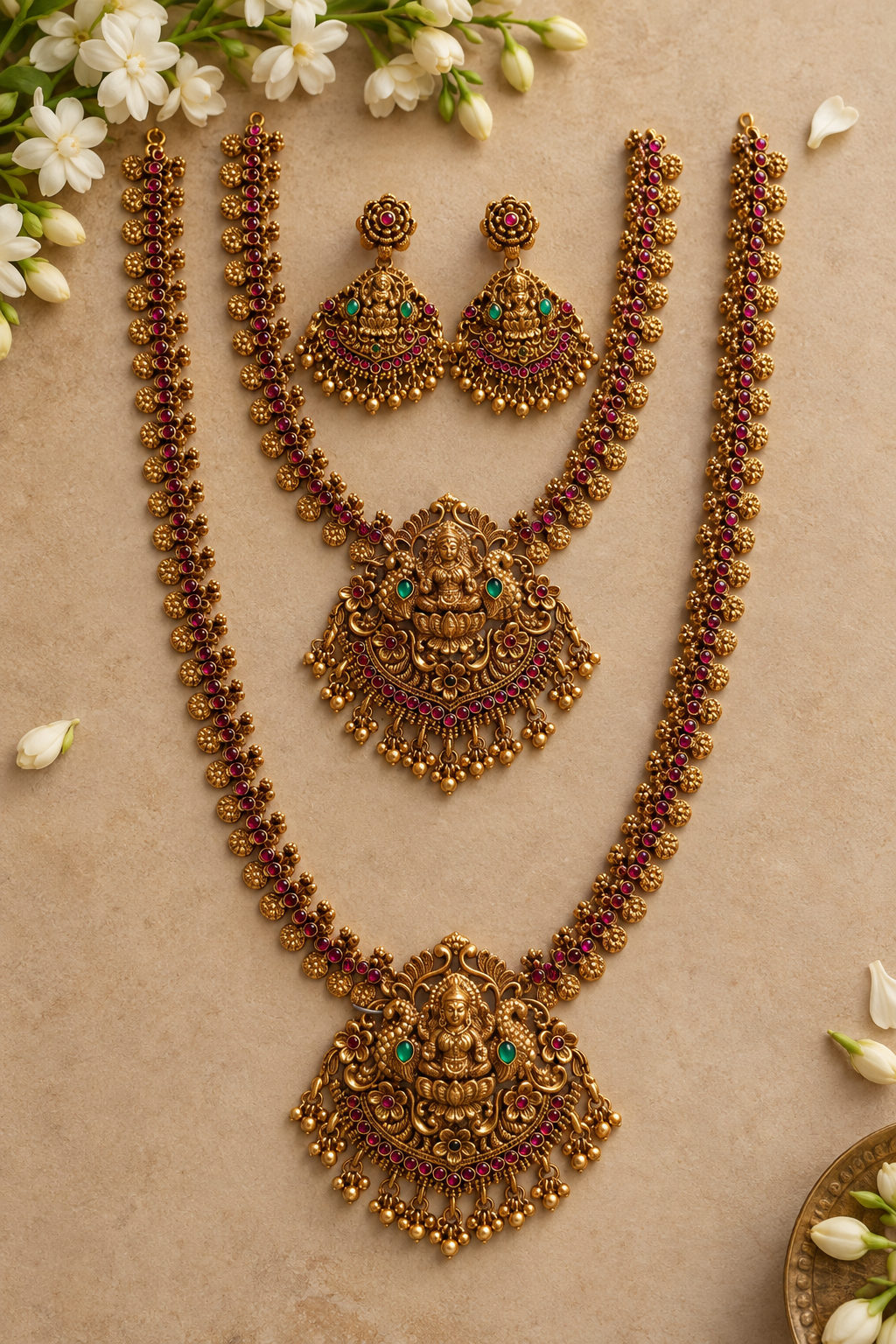 Mahalakshmi Ruby Bridal Necklace Set