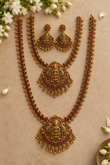 Mahalakshmi Ruby Bridal Necklace Set