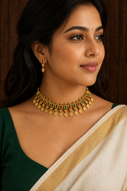 Ilakkathali Ruby & Emerald Choker Set