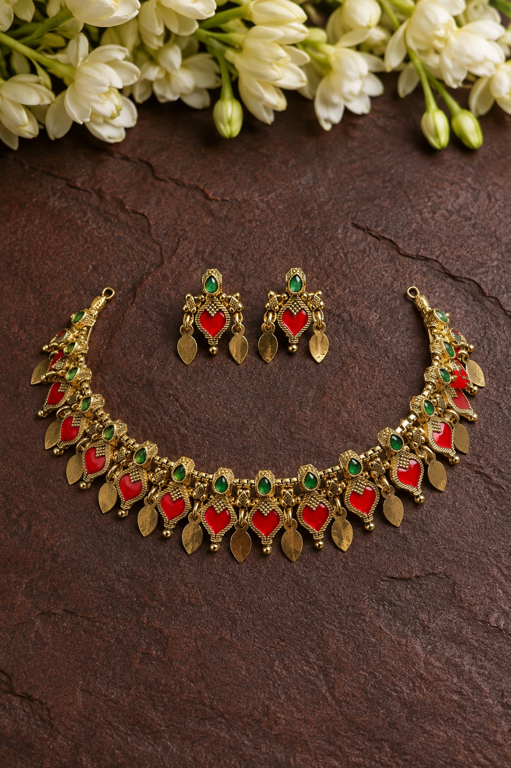 Palaka Ilakkathali Emerald Choker Set