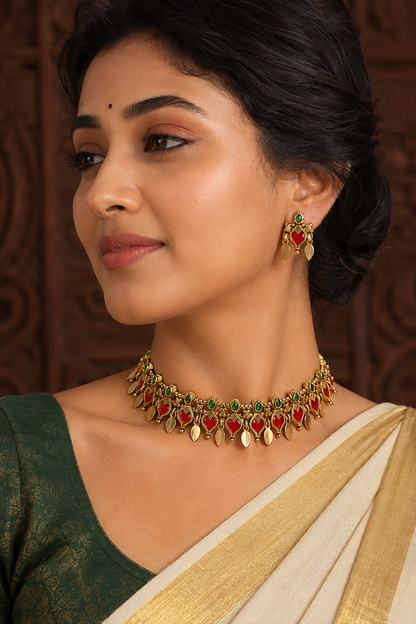 Palaka Ilakkathali Emerald Choker Set