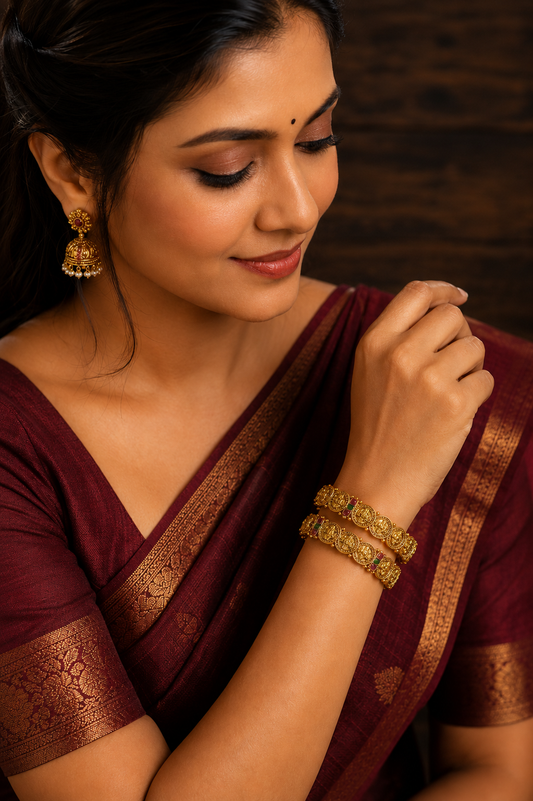 Royal Temple Coin Bangle Pair