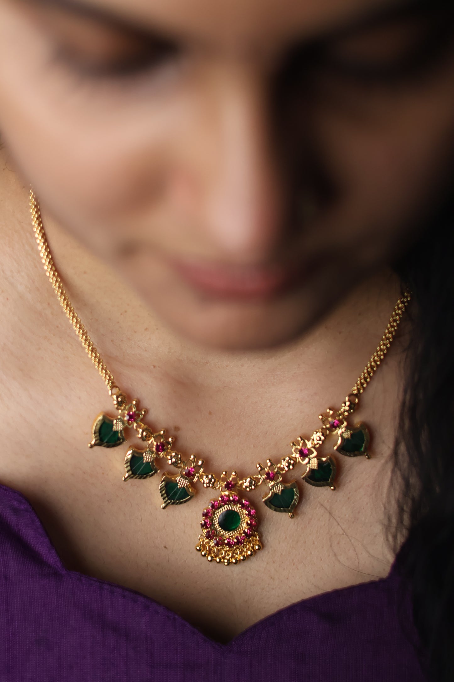 Palakka Mango AD Stone Short Necklace
