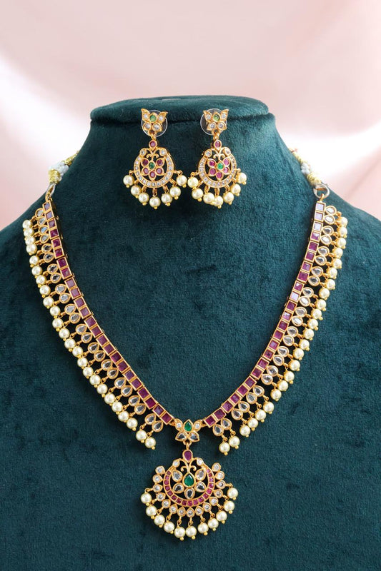 Maharani Ruby Kundan Pearl Haar