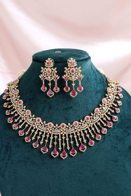 Victorian AD Pink Drop Necklace