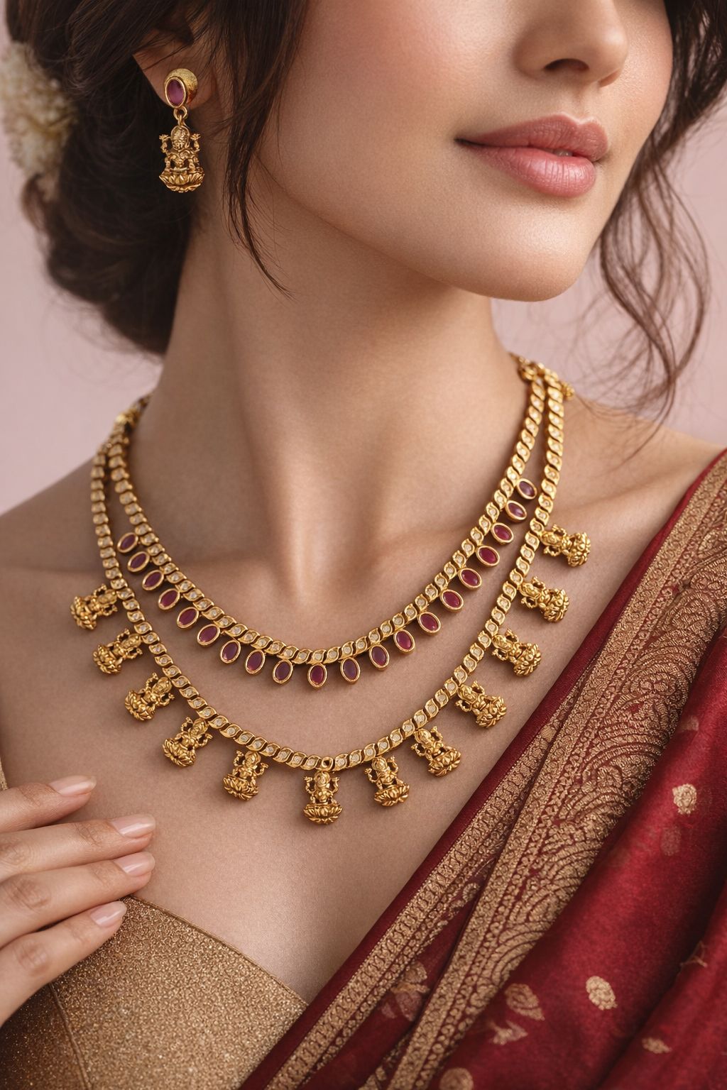 Lakshmi Ruby Double Layer Necklace