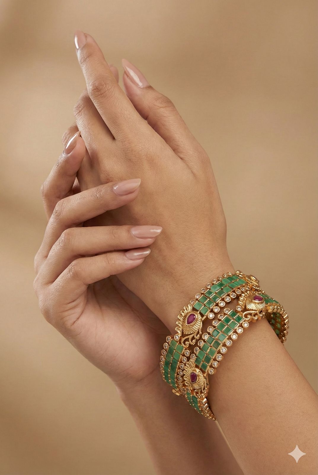 Royal AD Green Stone Kada (price of a pair)
