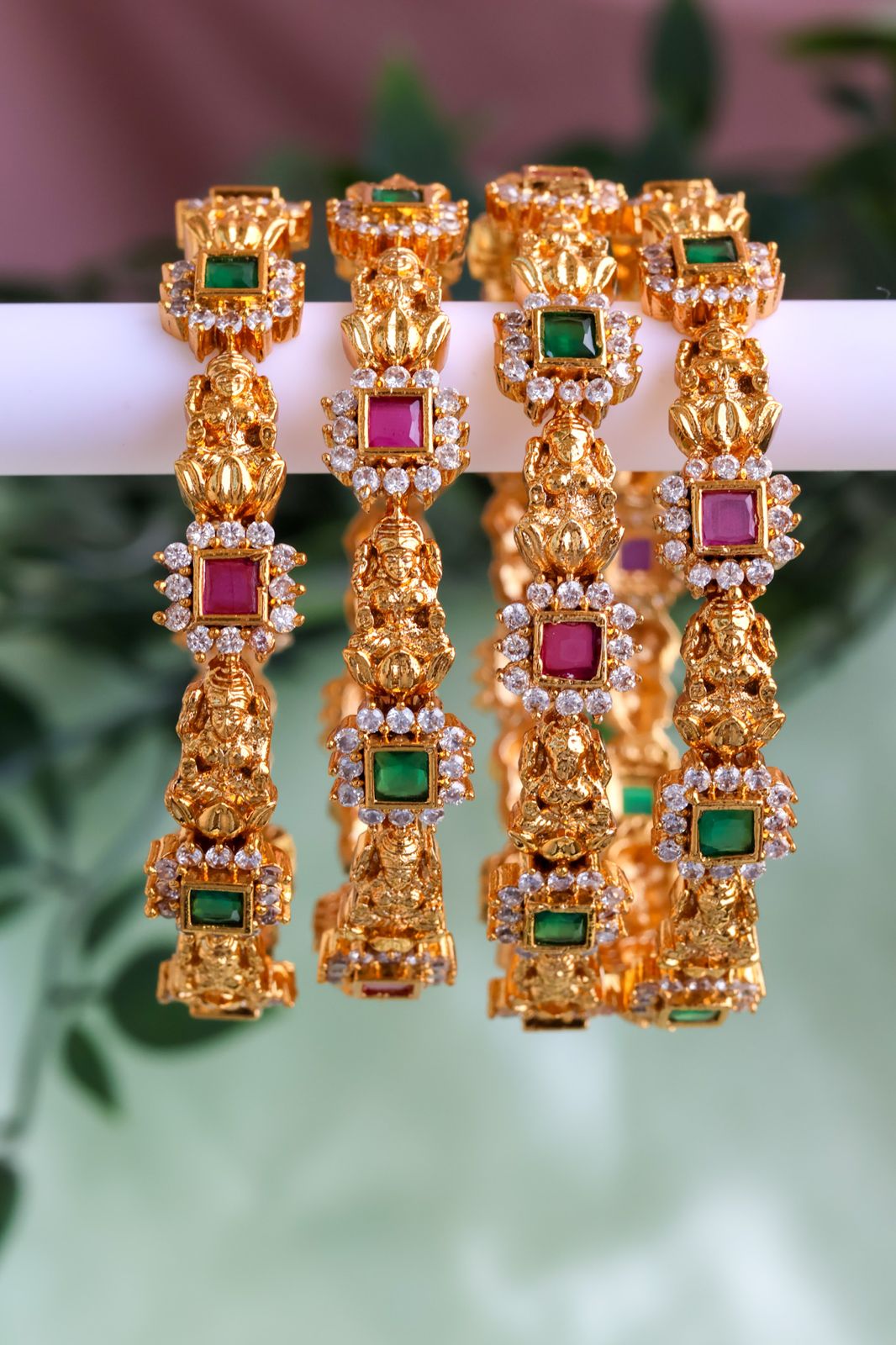 Lakshmi Ruby Green Bangles (Price of a Pair)