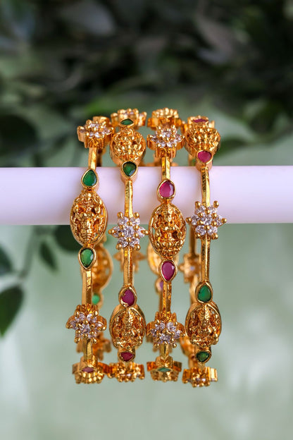 Antique lakshmi ruby green bangles (price for a pair)