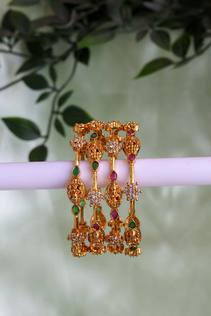 Antique lakshmi ruby green bangles (price for a pair)