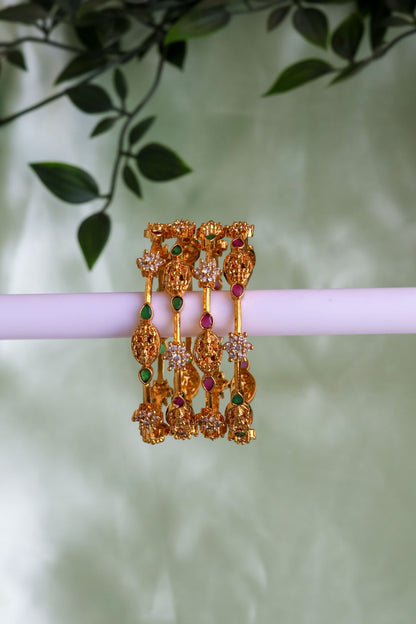 Antique lakshmi ruby green bangles (price for a pair)
