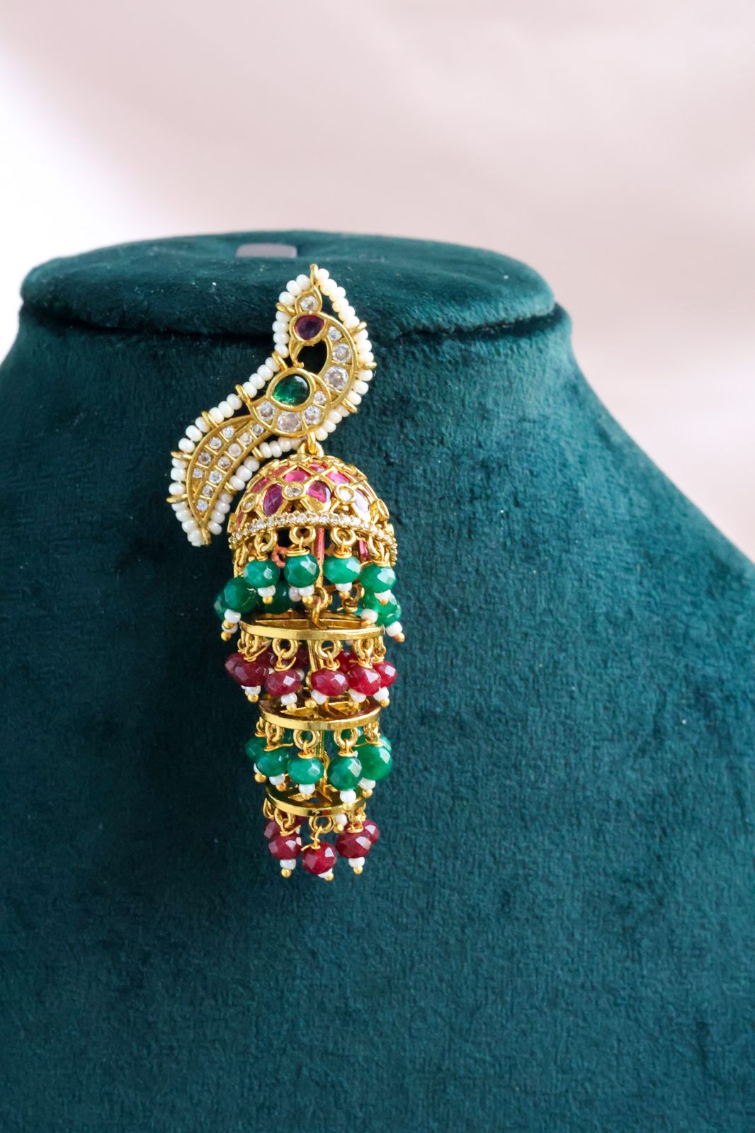 Peacock Jadau jhumkas