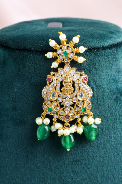 Lakshmi AD Green Beads earrings