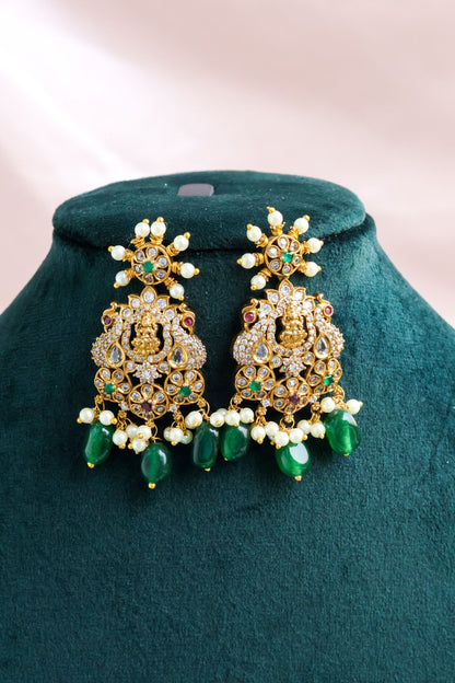 Lakshmi AD Green Beads earrings