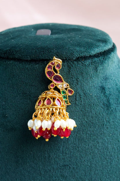 Pure Kemp Peacock Jhumkas