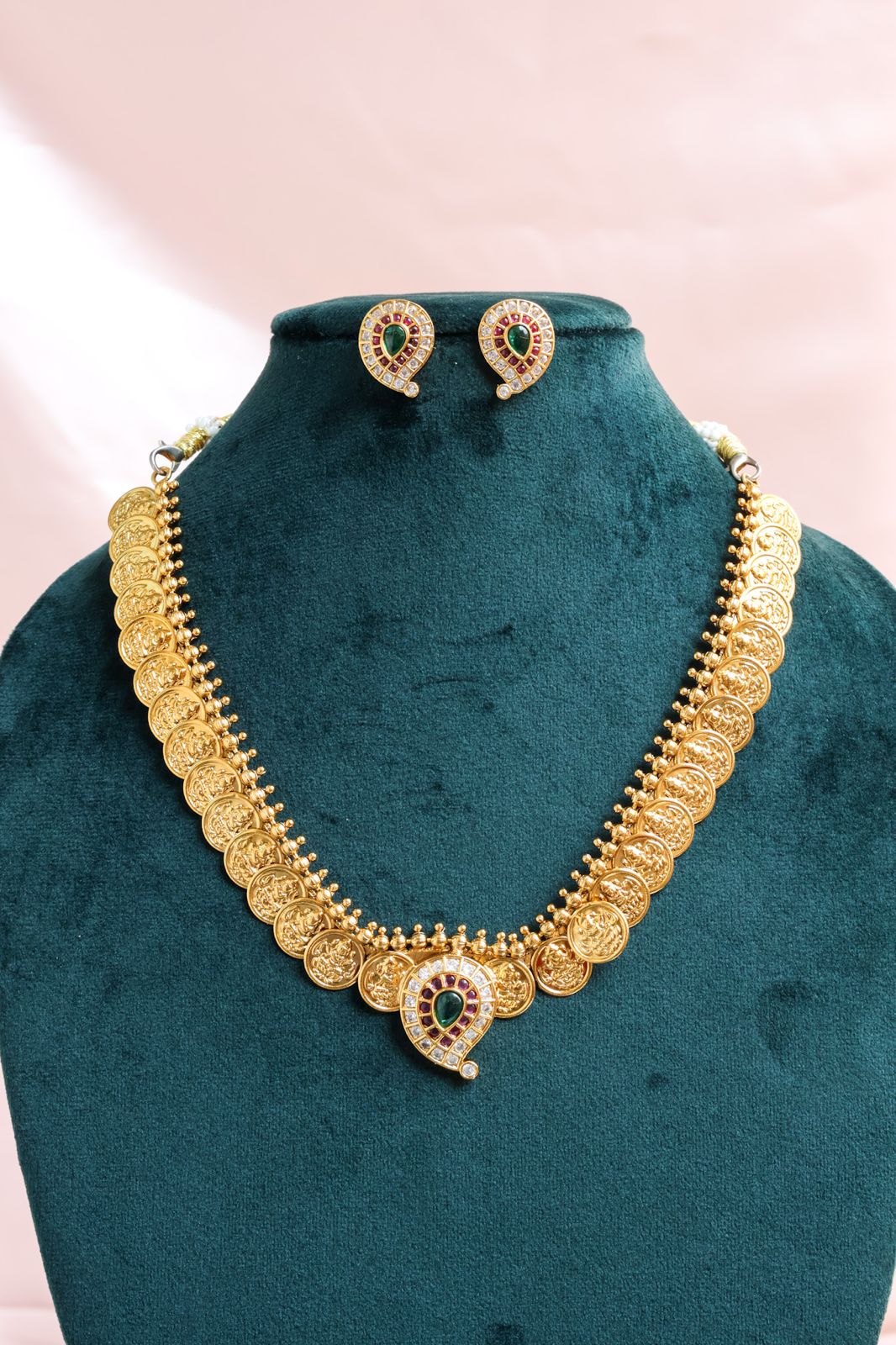 Mango Lakshmi short and long coin necklace