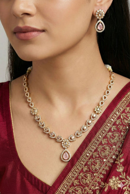 Victorian AD Pink drop Necklace