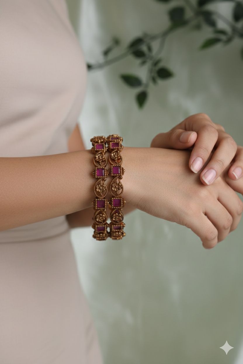Heritage Bloom Bangles(2 bangles)