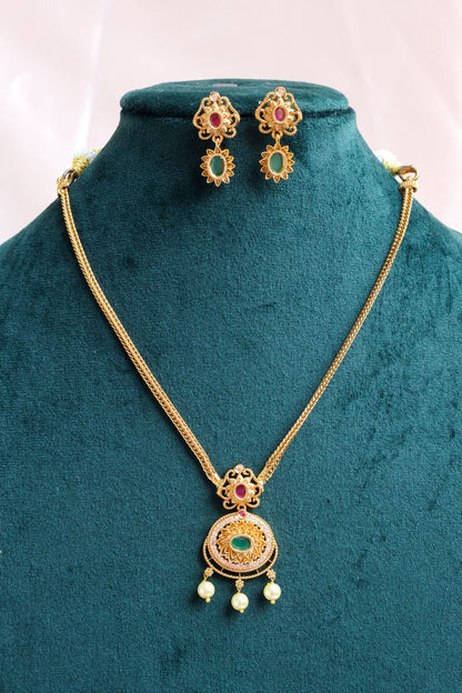 Antique floral temple necklace