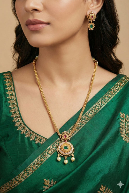 Antique floral temple necklace