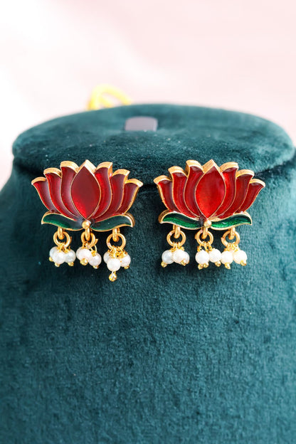 Lotus Pearl Ghungroo Necklace
