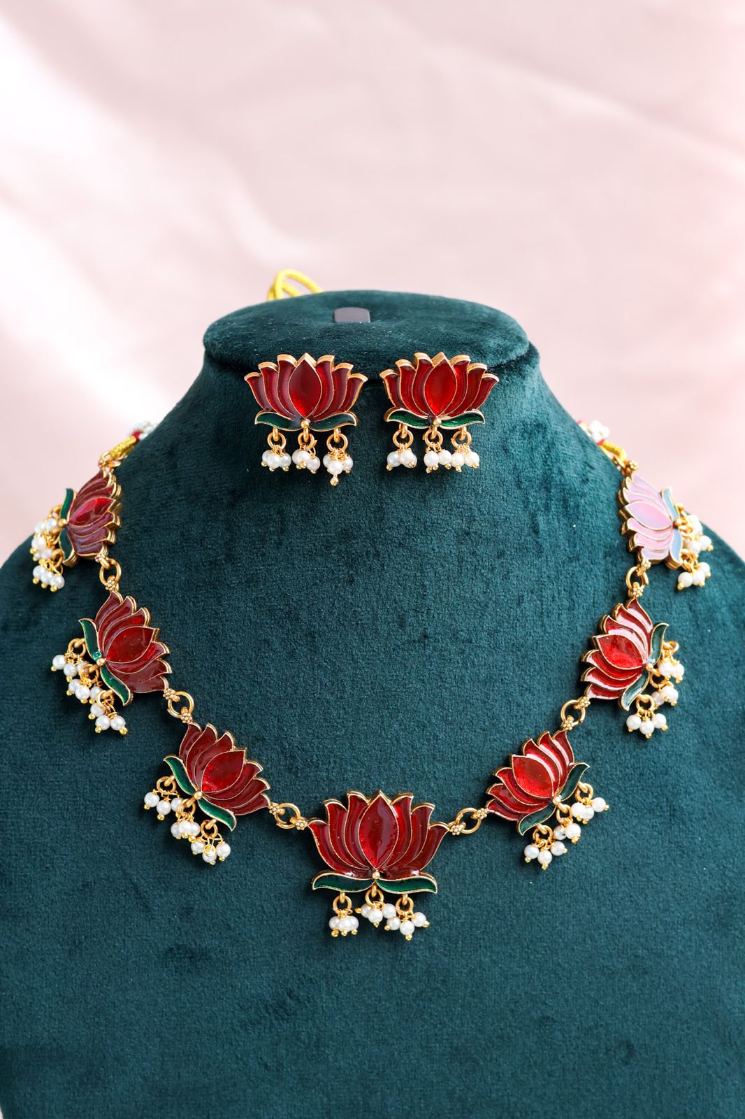 Lotus Pearl Ghungroo Necklace