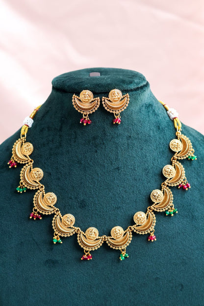 Gold Finish Lunar Pendant choker