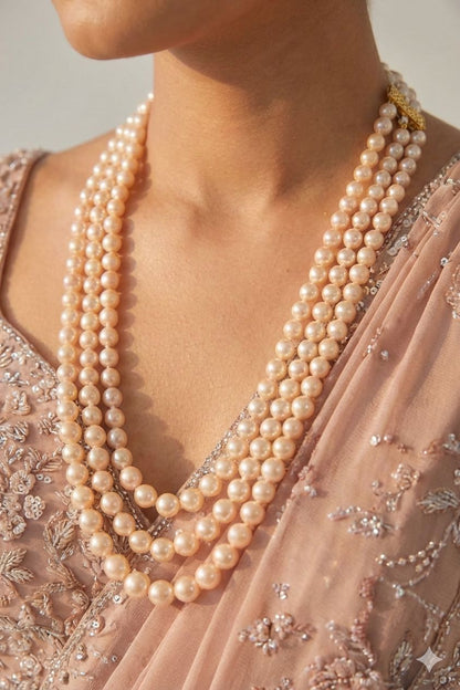 Classic Three Layered Pearl Necklace