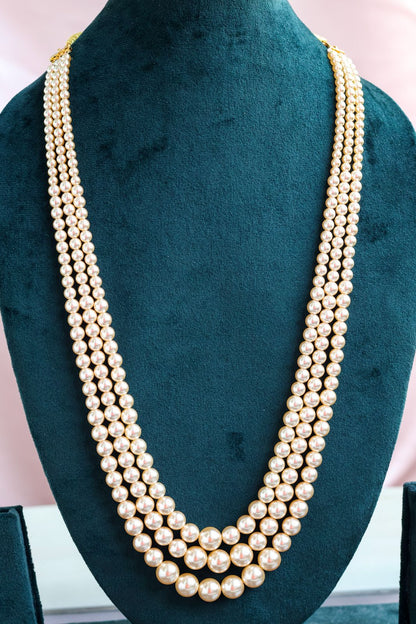Classic Three Layered Pearl Necklace