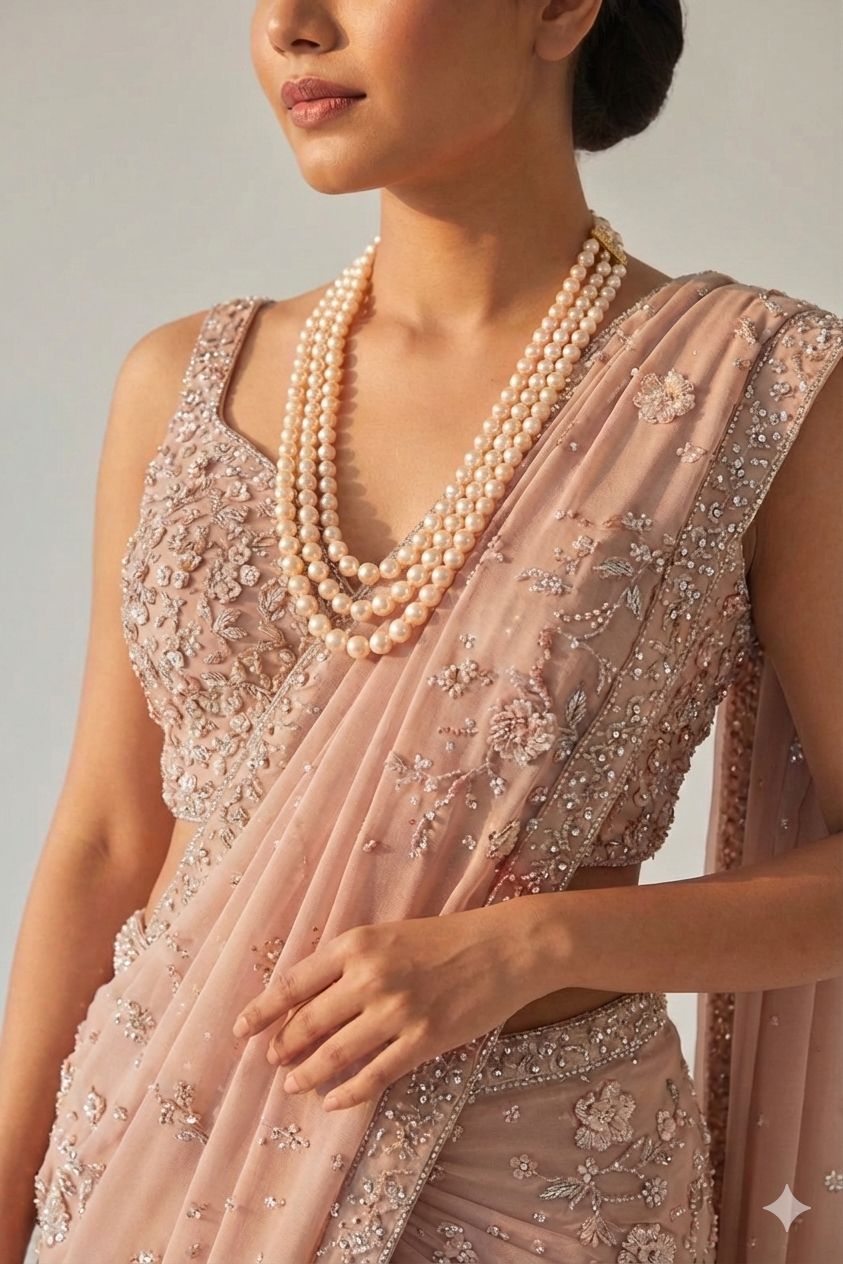 Classic Three Layered Pearl Necklace