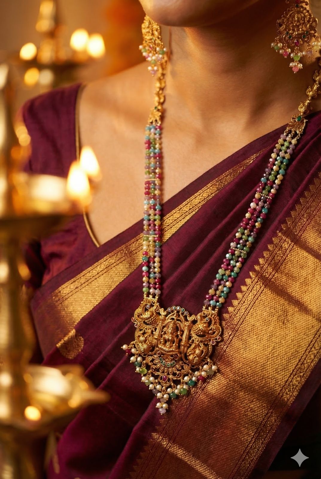Imperial Lakshmi Multistone long neckpiece set