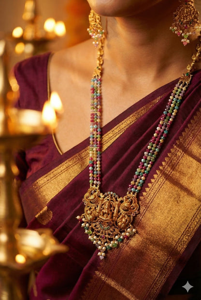 Imperial Lakshmi Multistone long neckpiece set