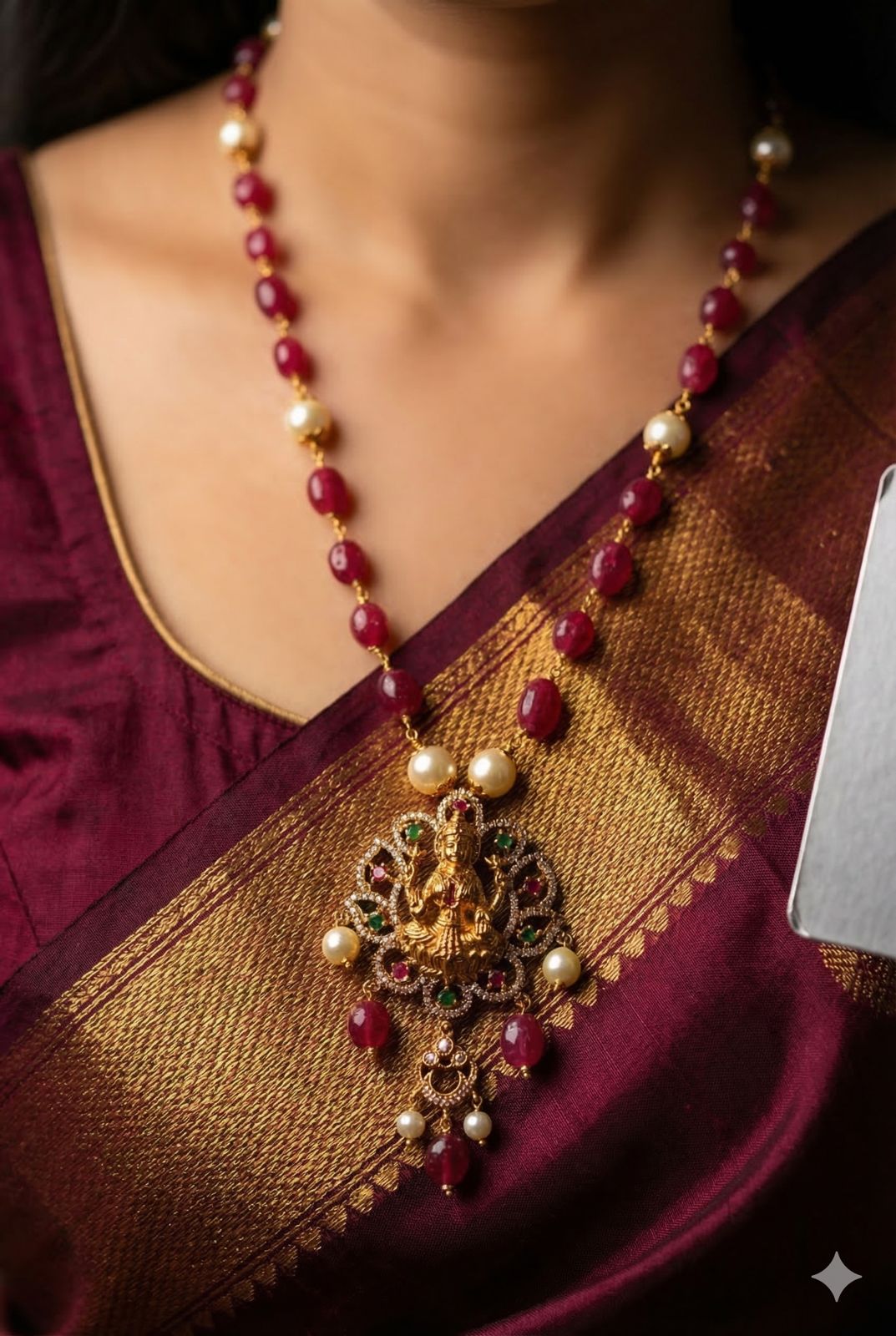 Lakshmi Prosperity removable Pendant Pearl necklace