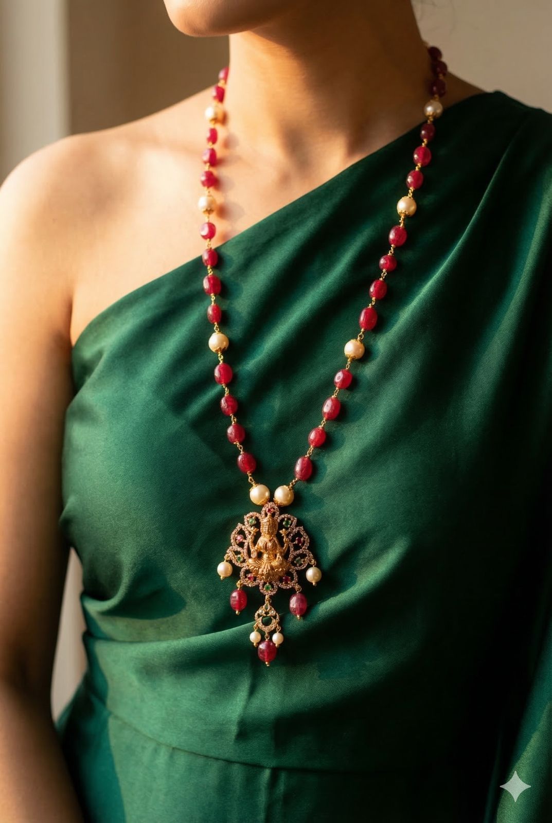 Lakshmi Prosperity removable Pendant Pearl necklace