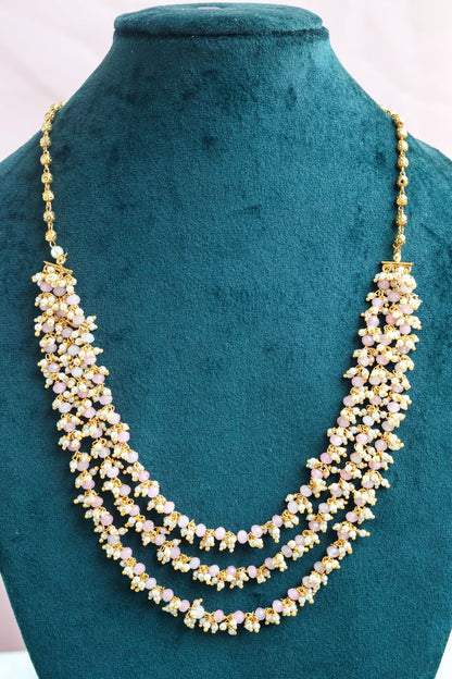 Blush Blossom/ Feroza Green Layered pearl chain